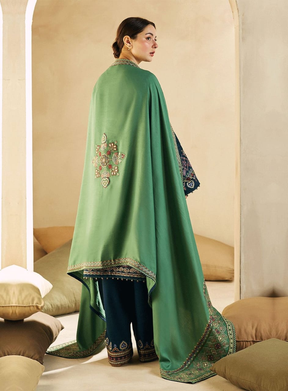 3 Piece Stitched Embroidery Lawn Dress - Ready To Wear