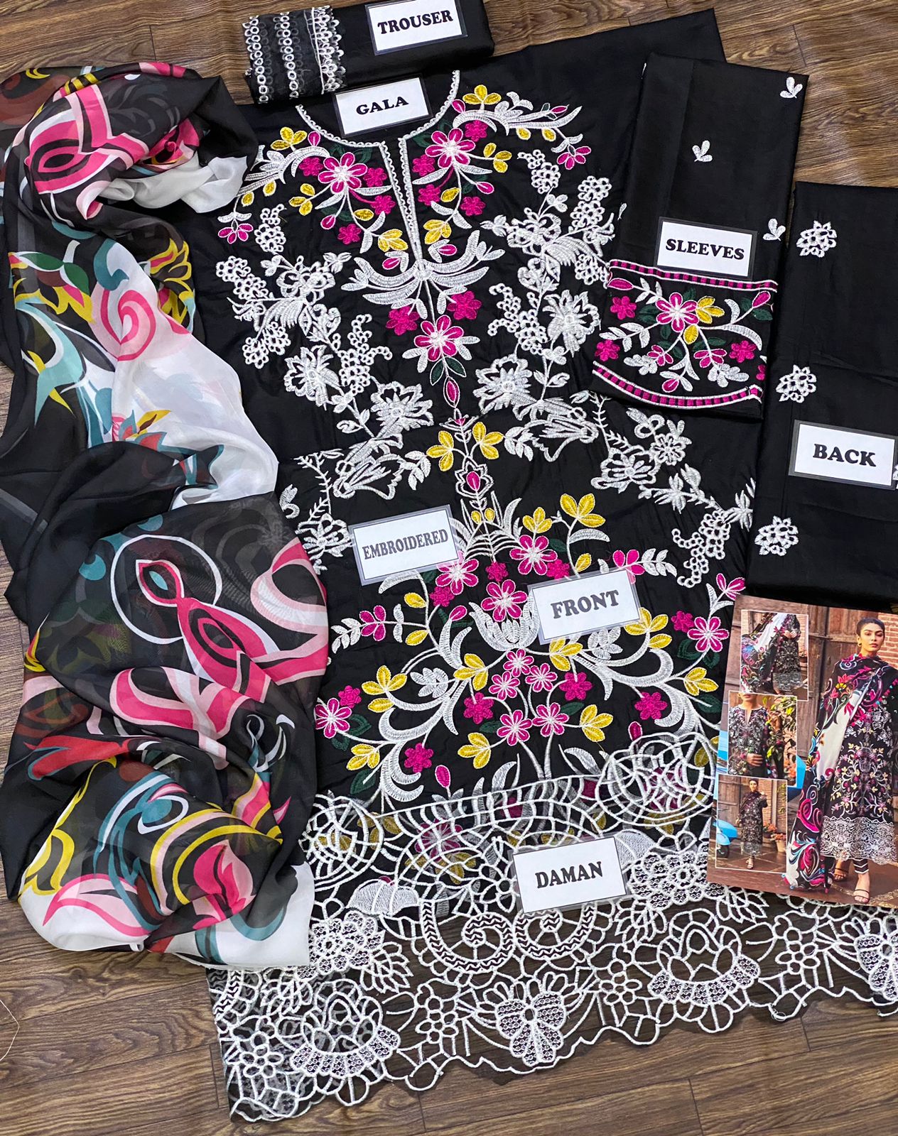 3 Piece Stitched Lawn Dress - Ready To Wear