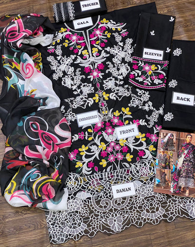 3 Piece Stitched Lawn Dress - Ready To Wear