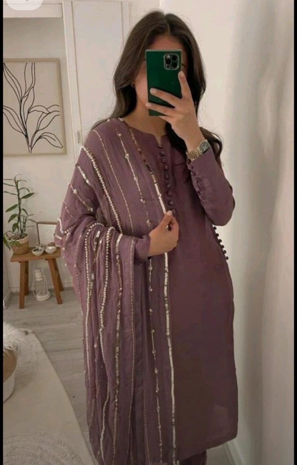 3 Piece Stitched Embroidery Chiffon Dress - Ready To Wear