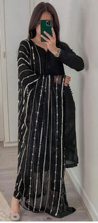 3 Piece Stitched Embroidery Chiffon Dress - Ready To Wear