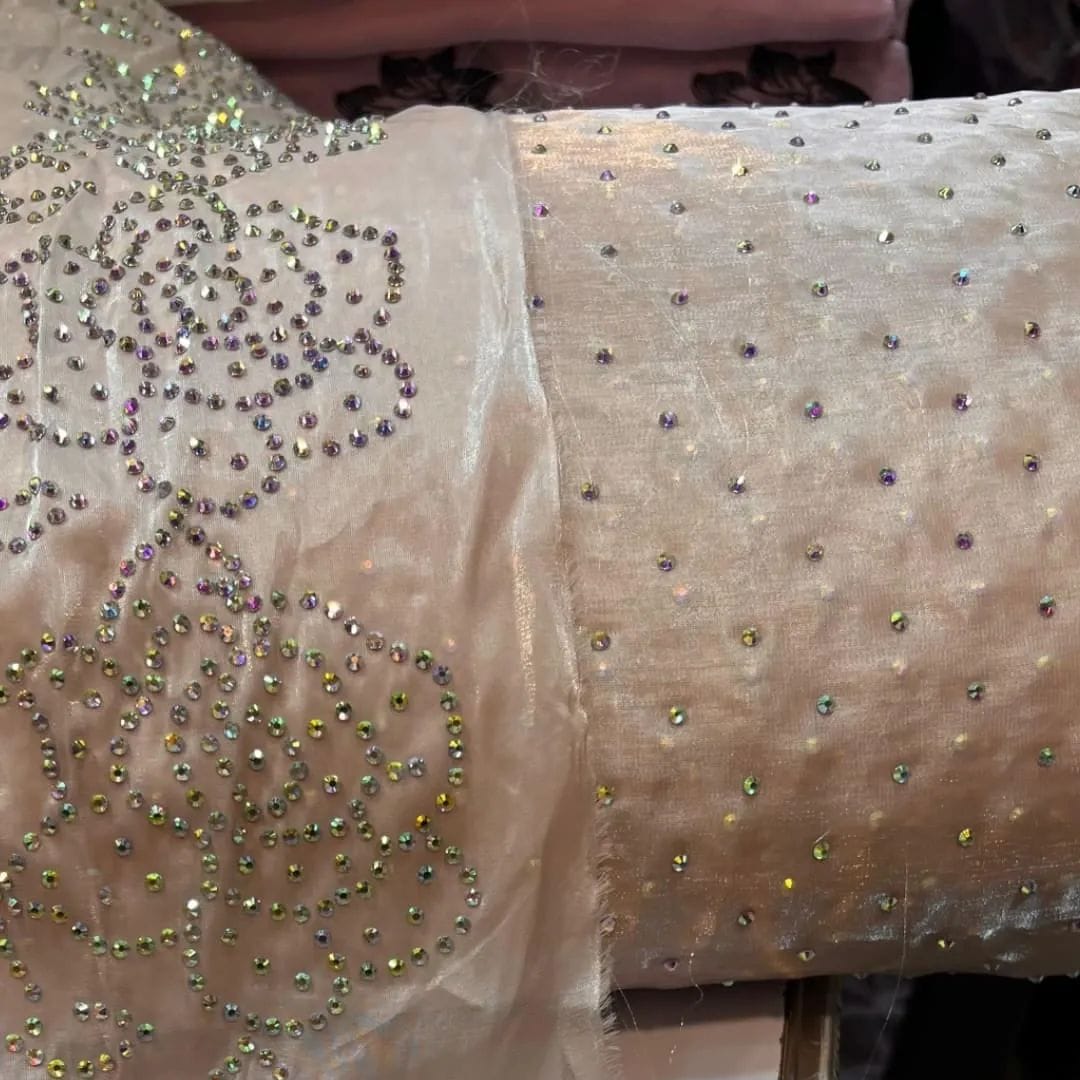 3 Piece Stitched Silk Stone Dress - Ready To Wear