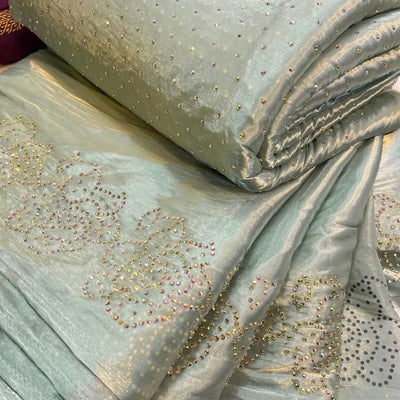 3 Piece Stitched Silk Stone Dress - Ready To Wear