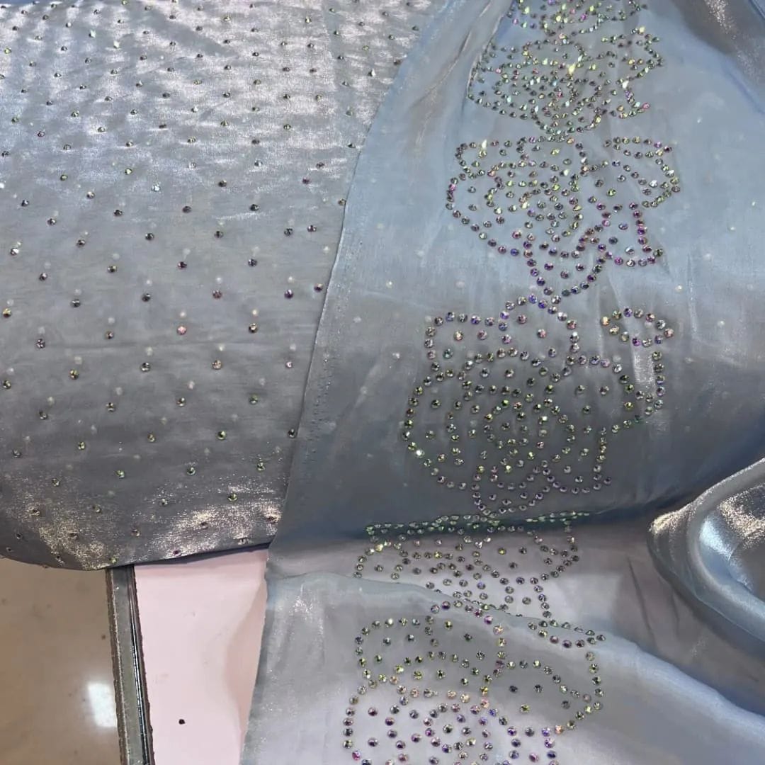 3 Piece Stitched Silk Stone Dress - Ready To Wear