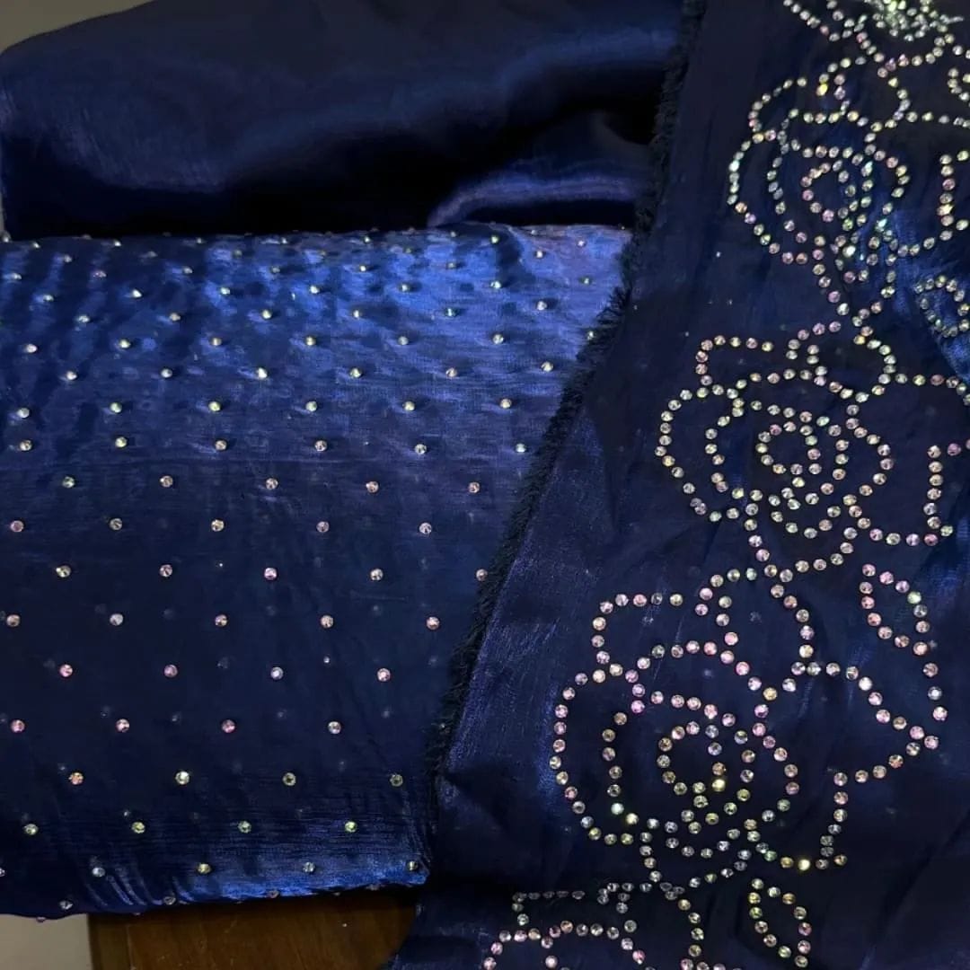 3 Piece Stitched Silk Stone Dress - Ready To Wear