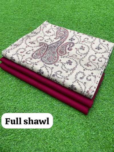 3 Piece Stitched Pashmina Dress With Embroidery Shawl - Ready To Wear