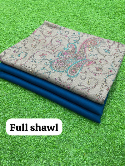 3 Piece Stitched Pashmina Dress With Embroidery Shawl - Ready To Wear