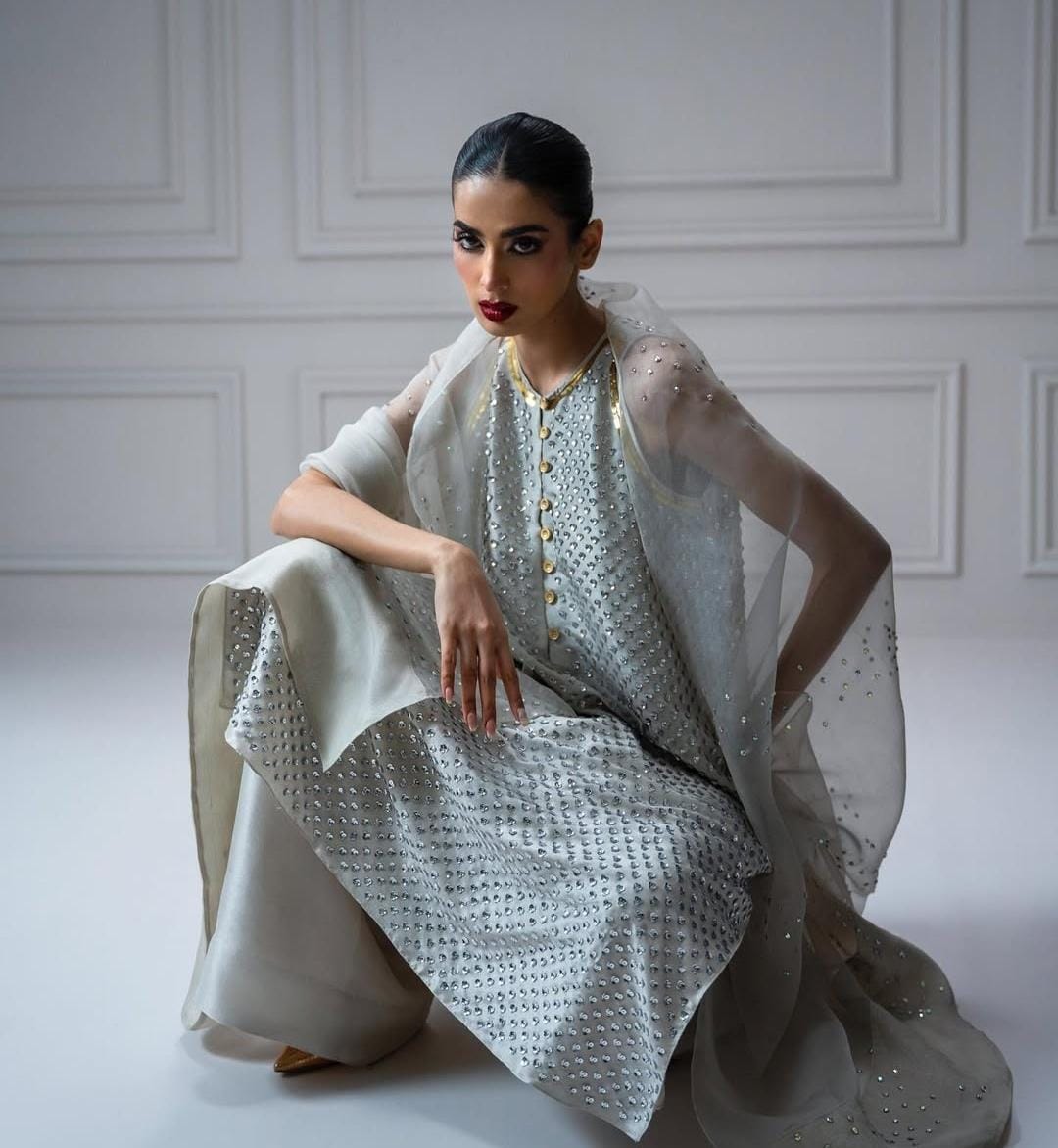 3 Piece Stitched Chiffon Embroidery Dress - Ready to Wear - S 3 Piece Stitched Chiffon Embroidery Dress - Ready to Wear - S