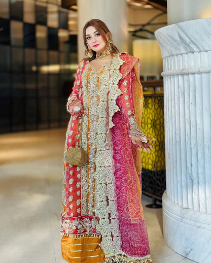 3 Piece Stitched Chiffon Dress - Ready To Wear