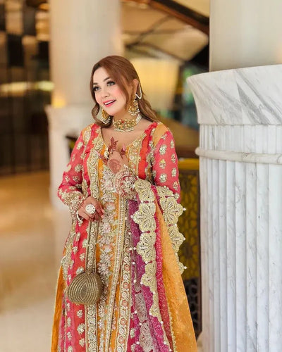 3 Piece Stitched Chiffon Dress - Ready To Wear