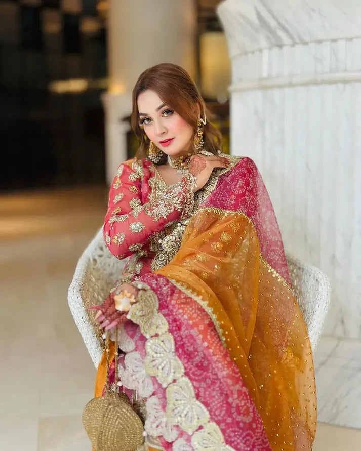 3 Piece Stitched Chiffon Dress - Ready To Wear