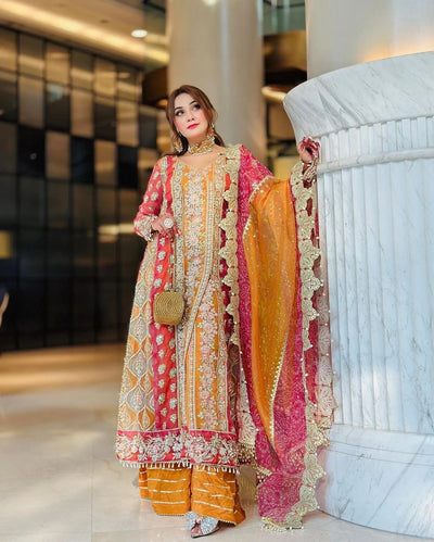 3 Piece Stitched Chiffon Dress - Ready To Wear