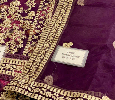 3 Piece Stitched Embroidery Organza Suit - Ready To Wear