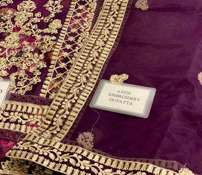 3 Piece Stitched Embroidery Organza Suit - Ready To Wear