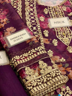 3 Piece Stitched Embroidery Organza Suit - Ready To Wear