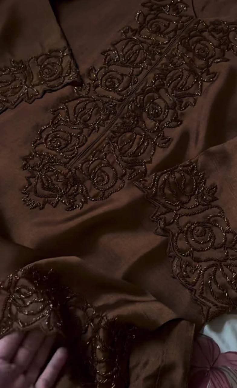 3 Piece Stitched Silk Dress - Ready To Wear