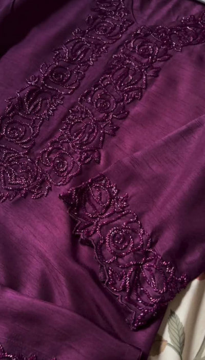 3 Piece Stitched Silk Dress - Ready To Wear