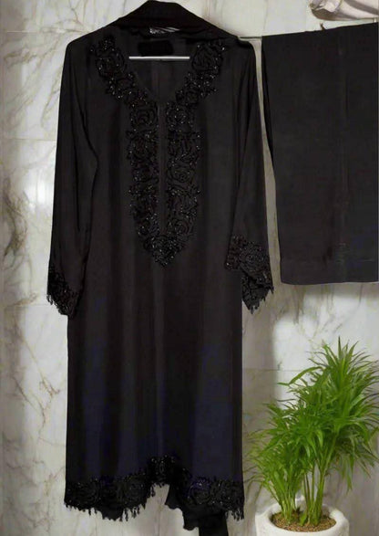 3 Piece Stitched Silk Dress - Ready To Wear