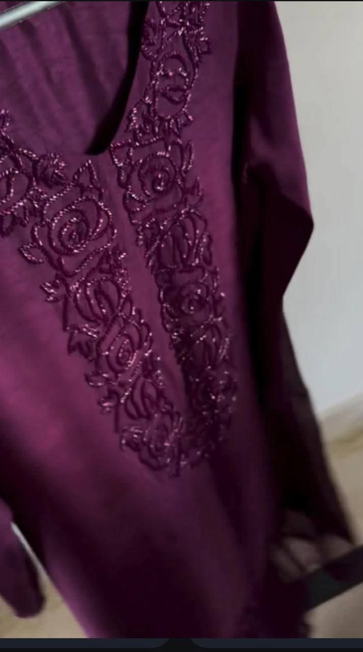 3 Piece Stitched Silk Dress - Ready To Wear