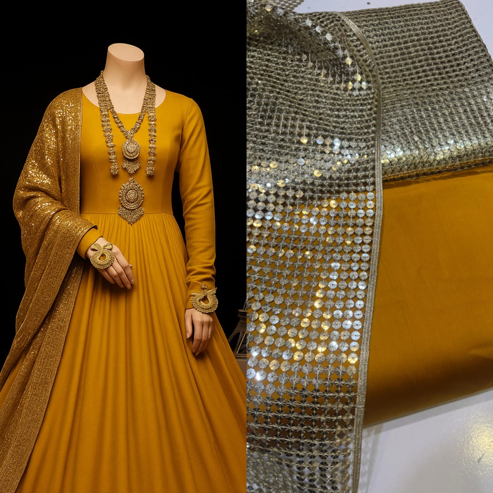 3 Piece Stitched Full Maxi Dress - Ready To Wear