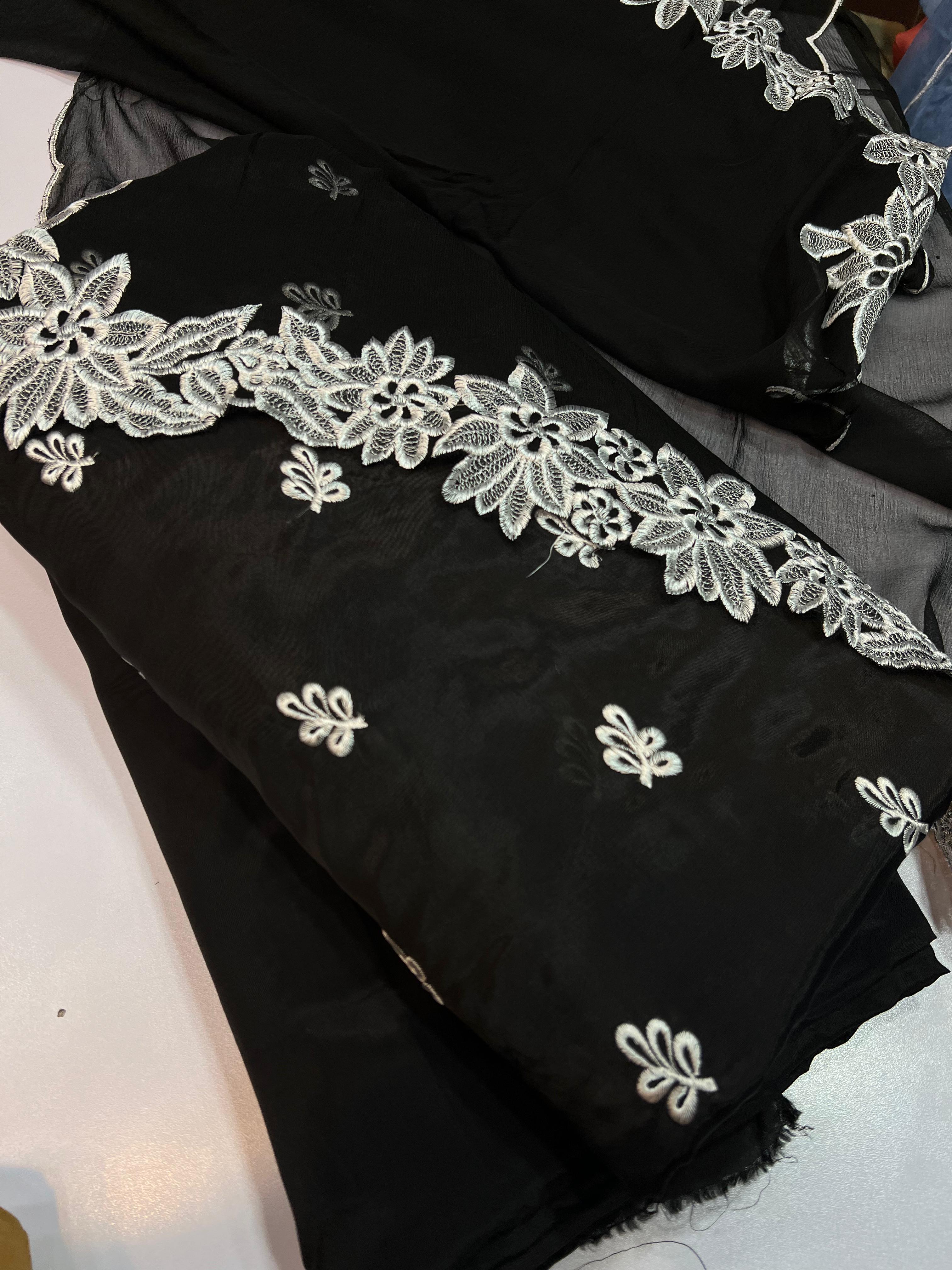 3 Piece Stitched Silk Dress - Ready To Wear