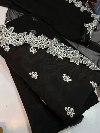 3 Piece Stitched Silk Dress - Ready To Wear