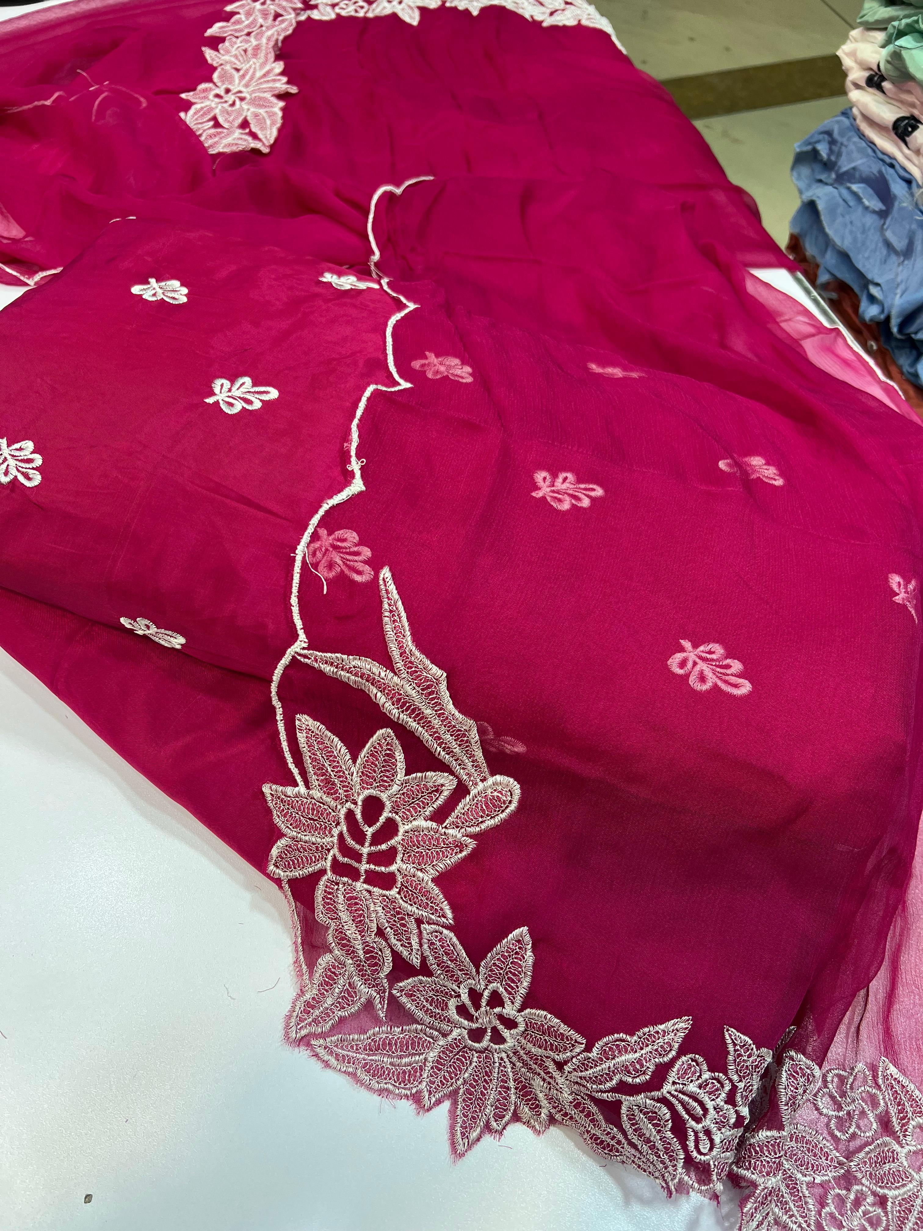 3 Piece Stitched Silk Dress - Ready To Wear