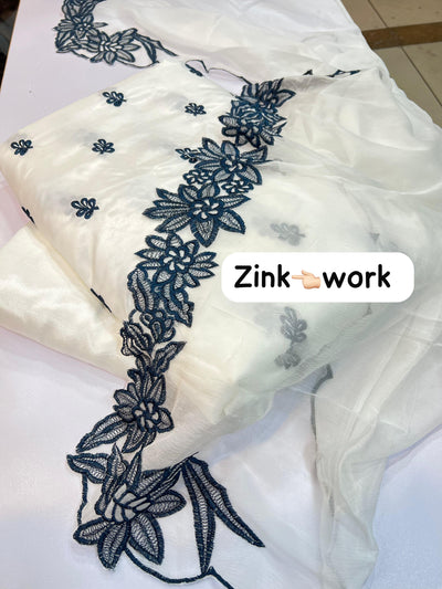 3 Piece Stitched Silk Dress - Ready To Wear