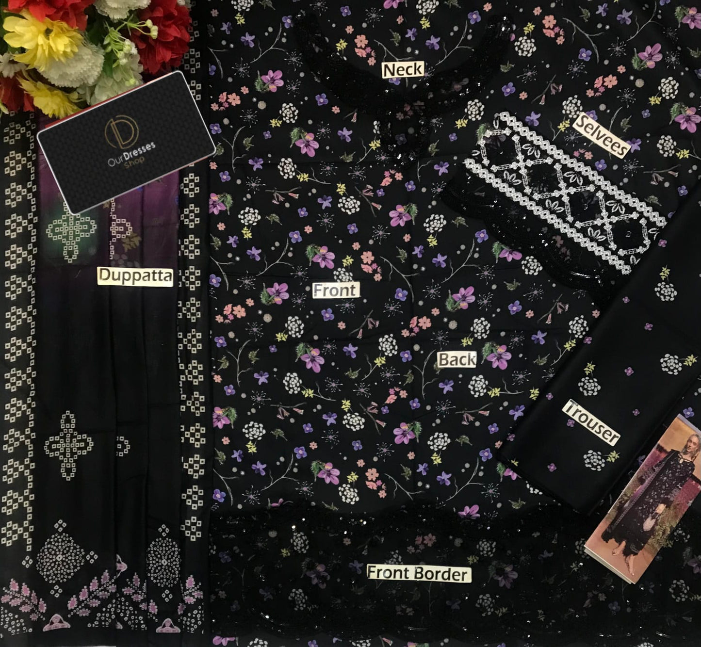 3 Piece Stitched Lawn Dress - Ready To Wear