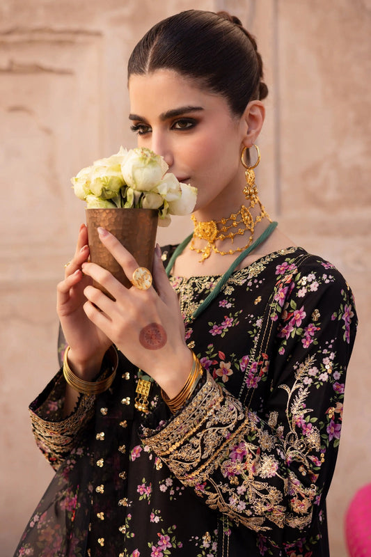 3 Piece Stitched Silk Dress - Ready To Wear