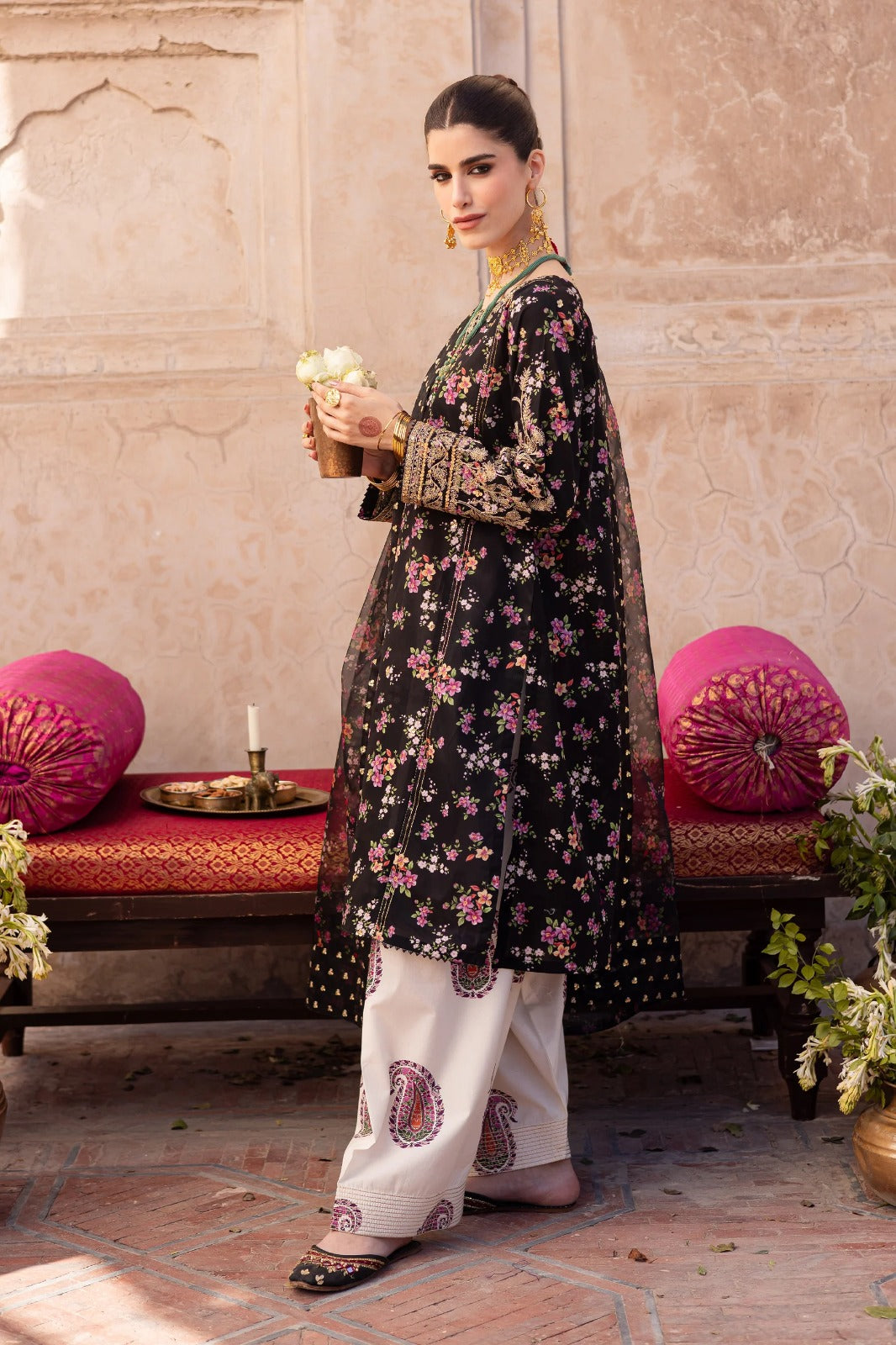 3 Piece Stitched Silk Dress - Ready To Wear