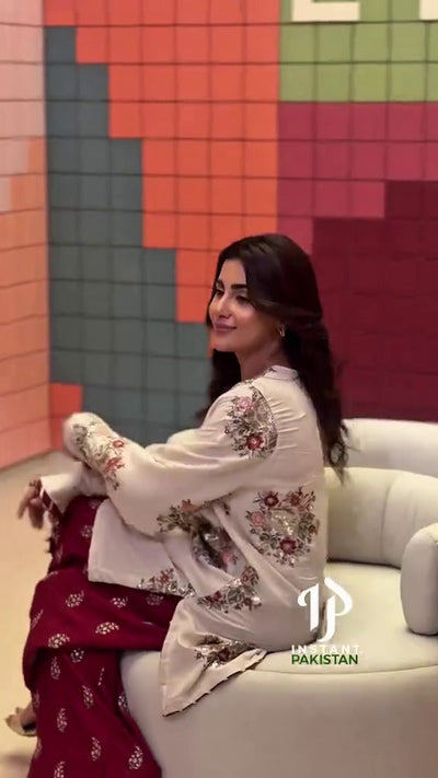 3 Piece Stitched Silk Dress - Ready To Wear