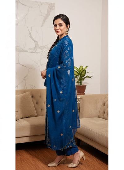 3 Piece Stitched Chiffon Dress - Ready To Wear