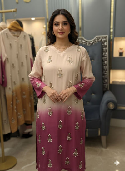 3 Piece Stitched Silk Dress - Ready To Wear