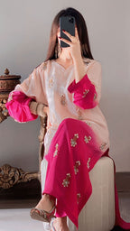 3 Piece Stitched Silk Dress - Ready To Wear