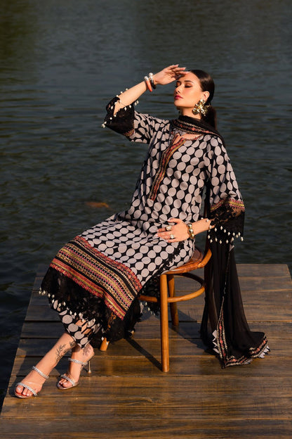 3 Piece Stitched Luxury Lawn Suit - Ready To Wear