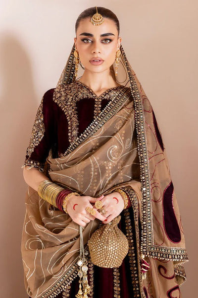 3 Piece Stitched Velvet Dress - Ready To Wear