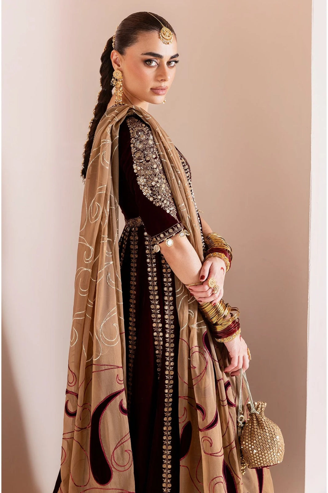 3 Piece Stitched Velvet Dress - Ready To Wear