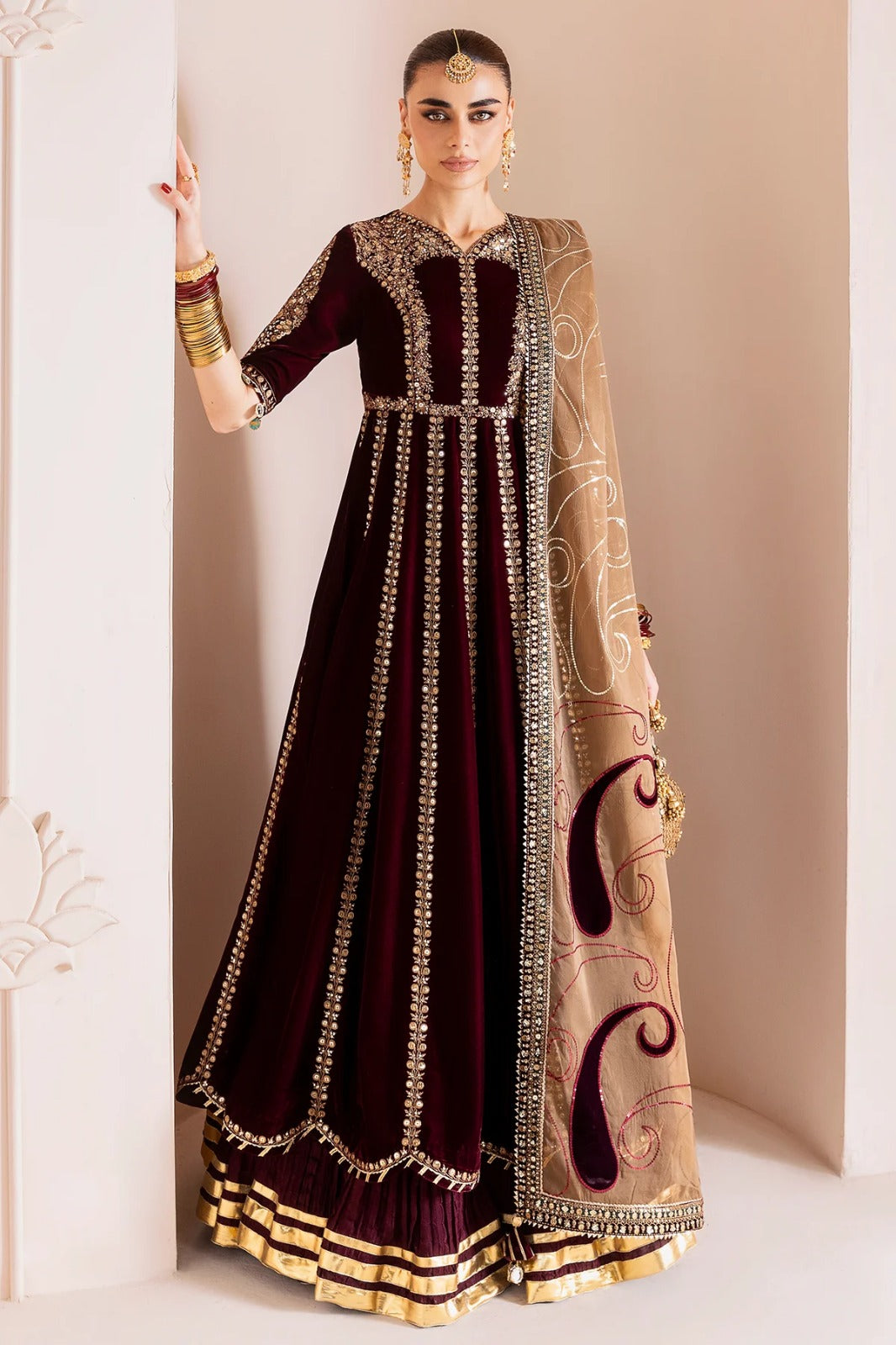 3 Piece Stitched Velvet Dress - Ready To Wear