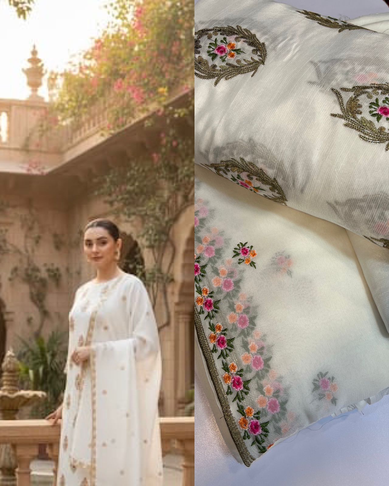 3 Piece Stitched Embroidered Dress - Ready To Wear