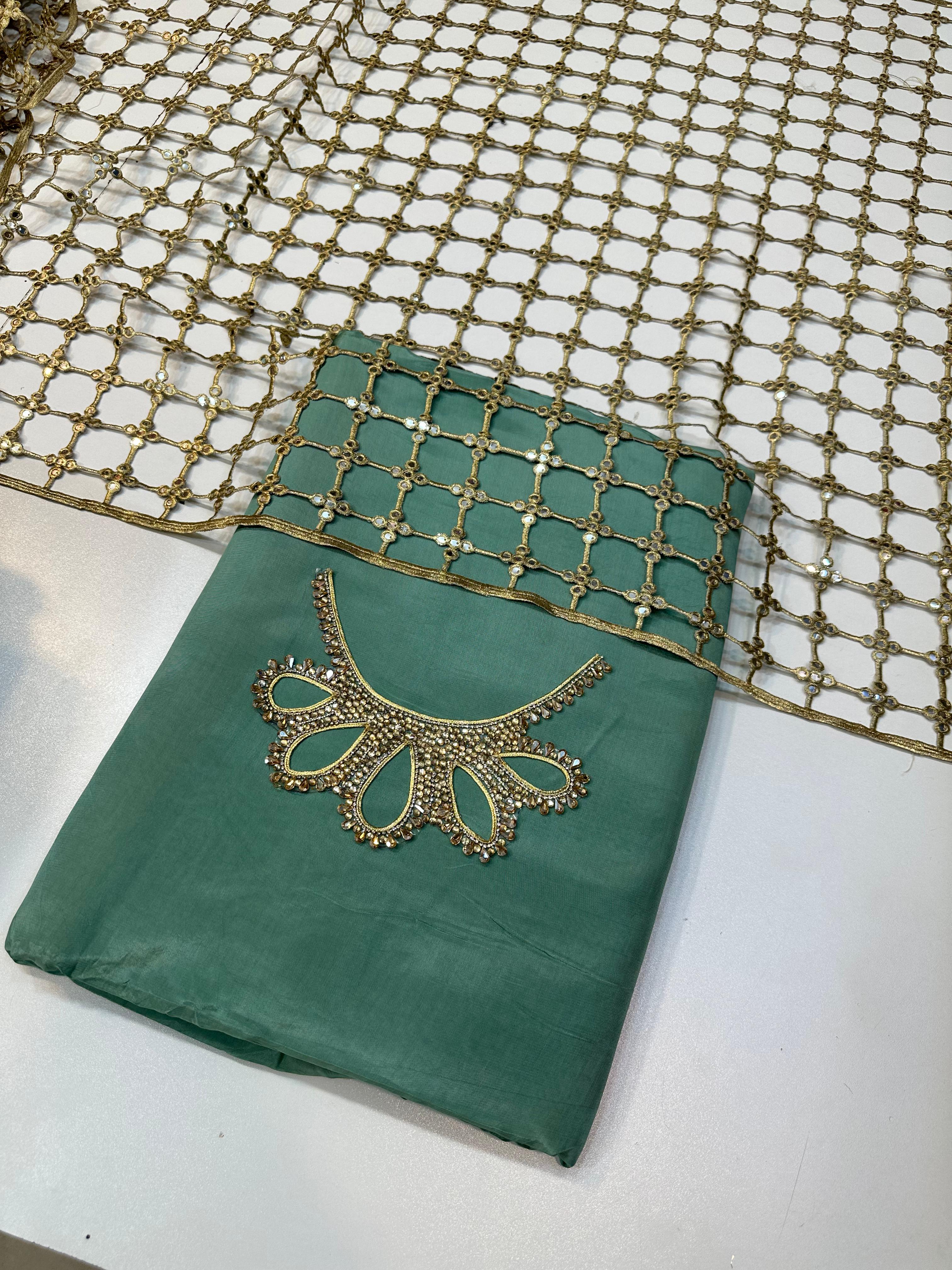 3 Piece Stitched Silk Dress - Ready To Wear