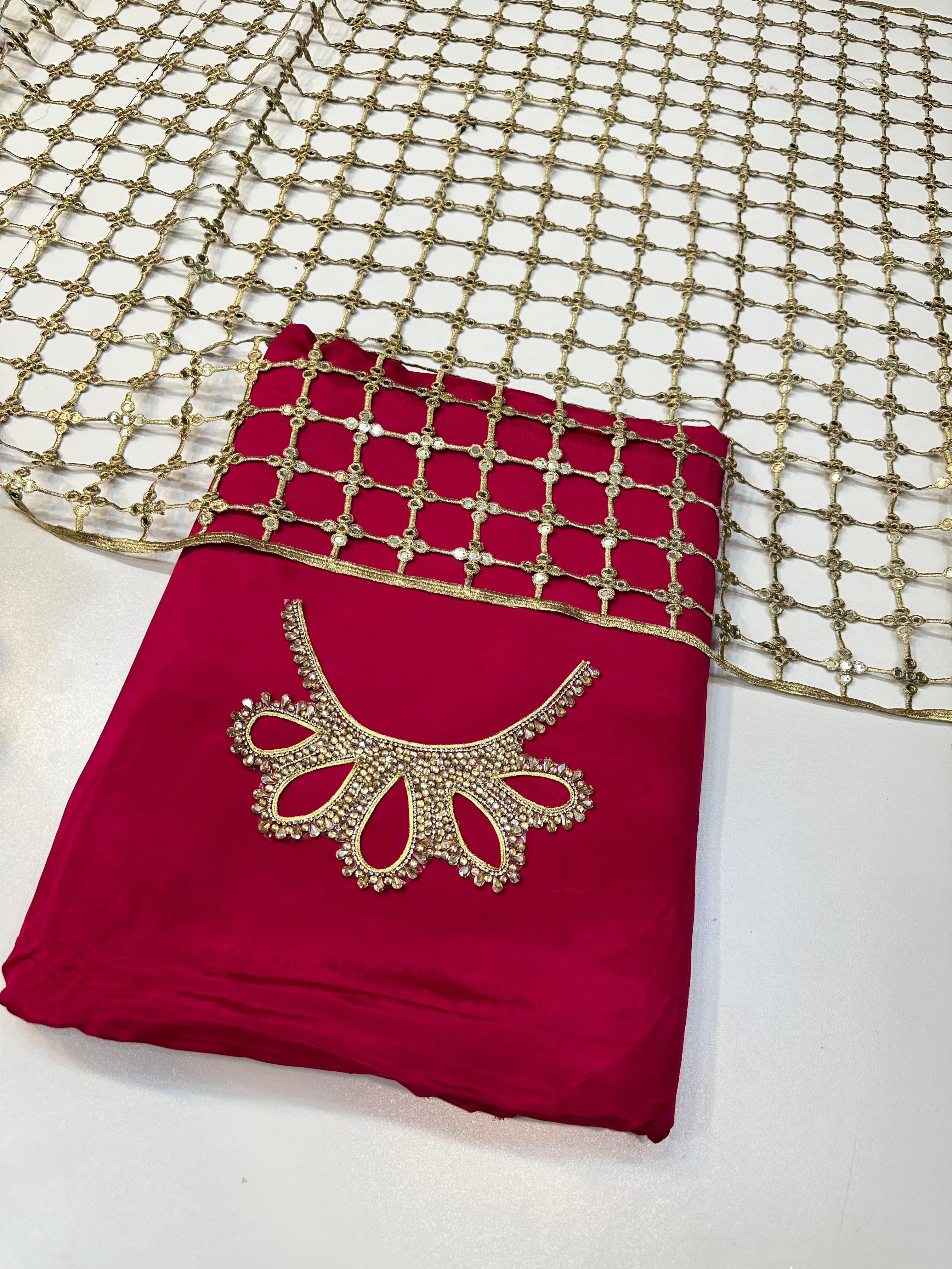 3 Piece Stitched Silk Dress - Ready To Wear