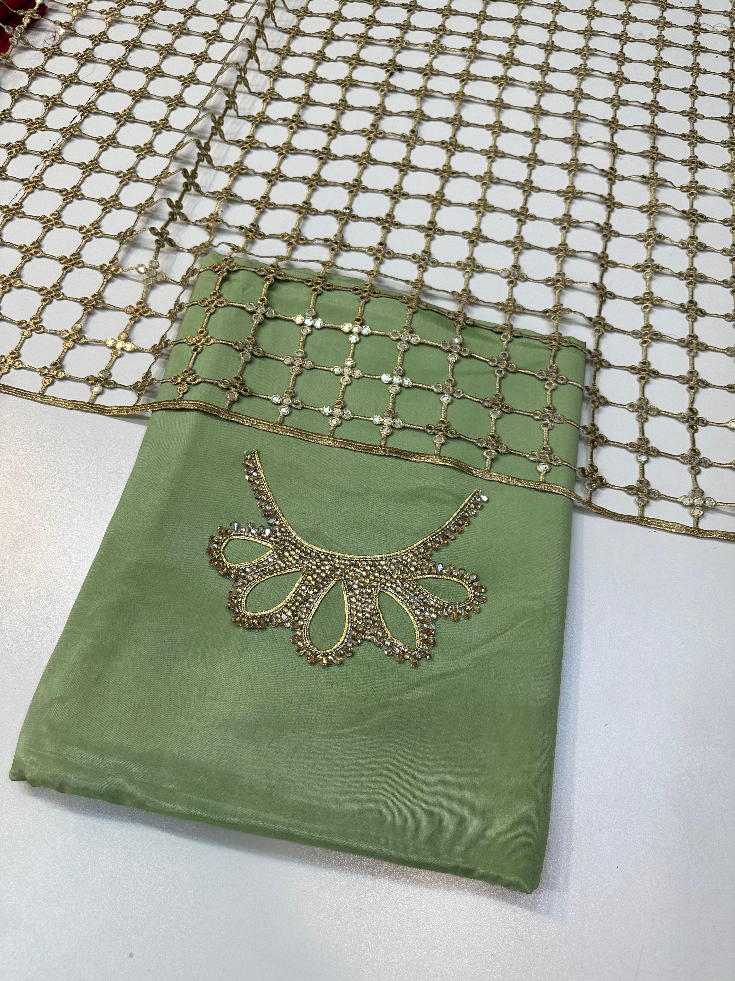 3 Piece Stitched Silk Dress - Ready To Wear