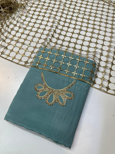 3 Piece Stitched Silk Dress - Ready To Wear