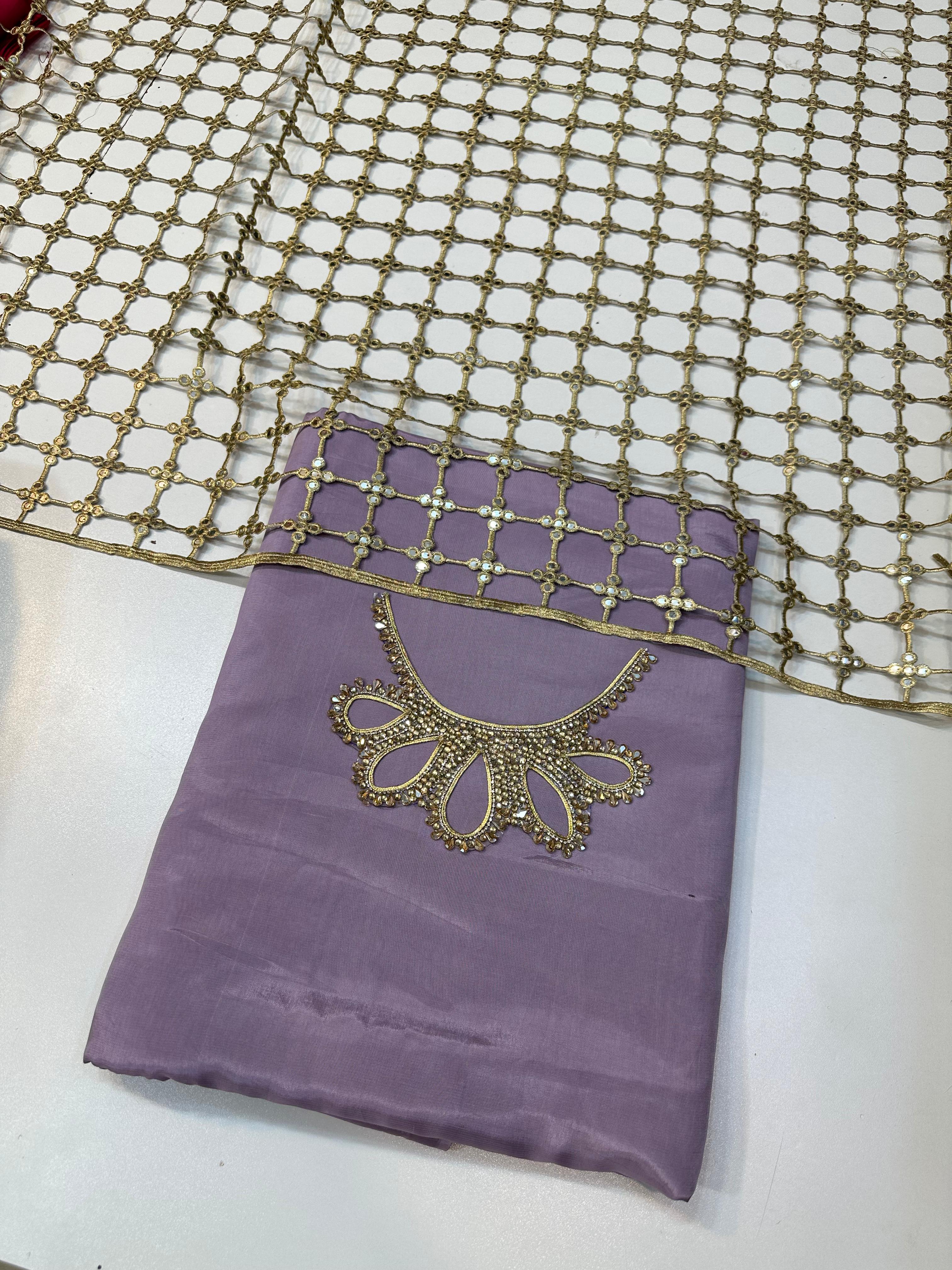 3 Piece Stitched Silk Dress - Ready To Wear