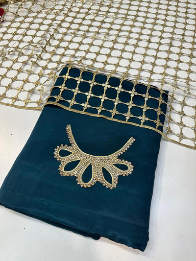 3 Piece Stitched Silk Dress - Ready To Wear