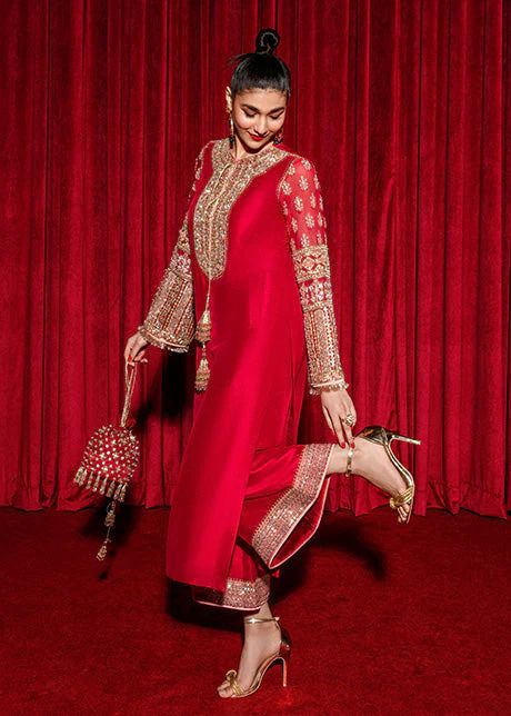 3 Piece Stitched Silk Dress - Ready To Wear