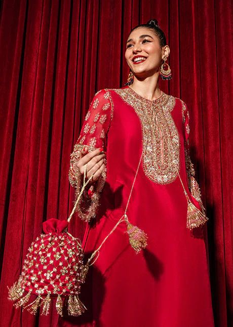 3 Piece Stitched Silk Dress - Ready To Wear