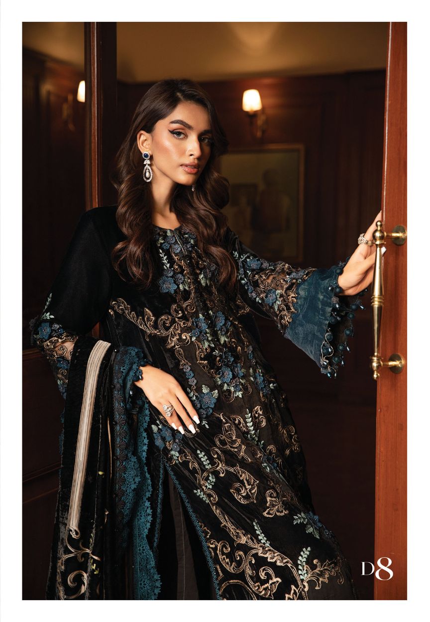 3 Piece Stitched Embroidery Velvet Dress - Ready To Wear