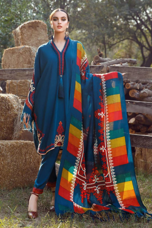 3 Piece Stitched Embroidered Dress - Ready To Wear